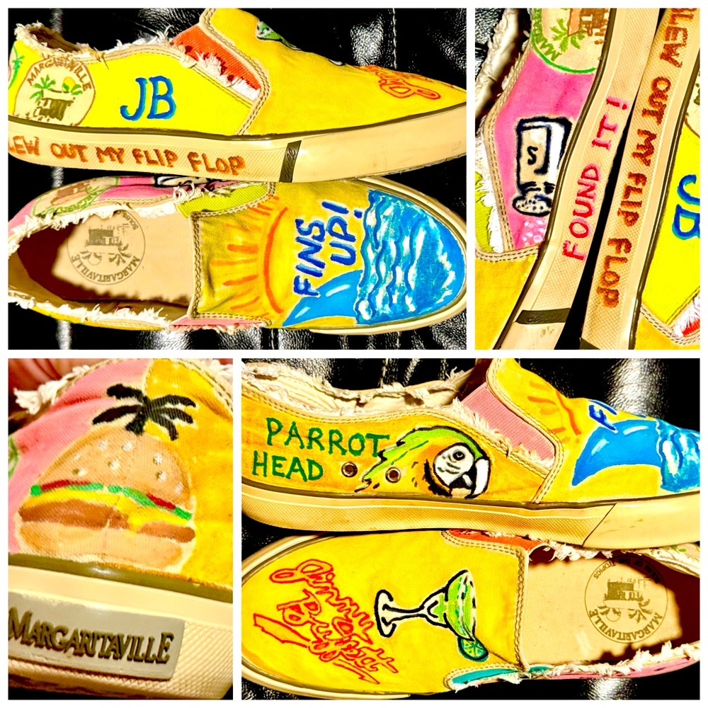 Jimmy Buffet Margaritaville Men's Beach Boat Shoes 10.5 Tan Canvas slipon loafer